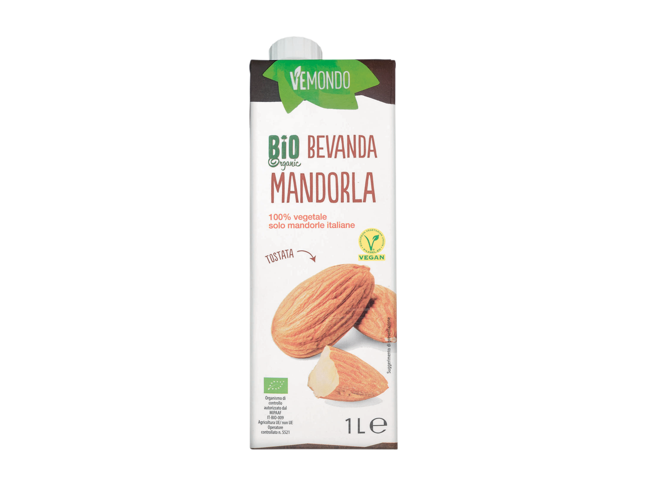Vemondo Bio Organic Almond Drink, 1L, made with 100% Italian almonds.