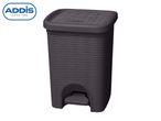 Dark grey rattan-style pedal bin with a textured lid.