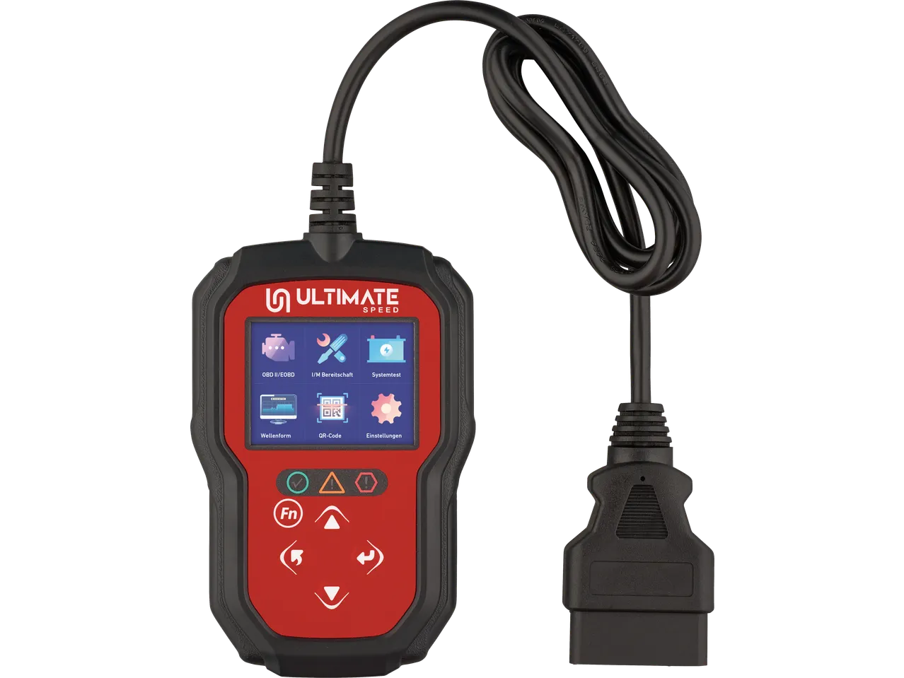 Dispozitiv de diagnosticare auto ULTIMATE SPEED OBDII cu ecran și cablu.