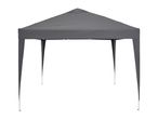 Dark grey pop-up gazebo with a peaked roof and four support legs.