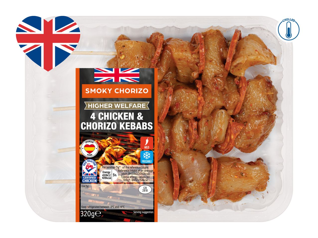 4 Chicken And Smoky Chorizo Kebabs