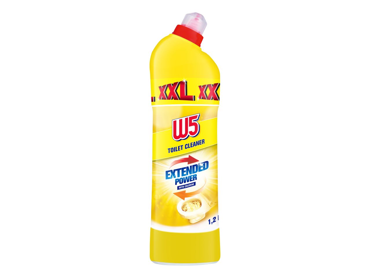 Čistilo za stranišča W5 XXL Extended Power s klorom.