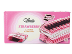 Sobremesa gelada Gelatelli em camadas, morango e cacau.