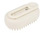 White electric pet grooming brush with soft silicone bristles