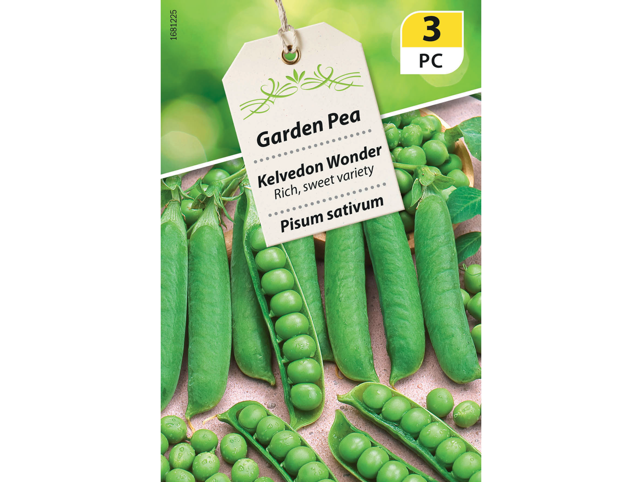 Garden Pea 'Kelvedon Wonder' seeds, showing fresh peas in pods and loose.