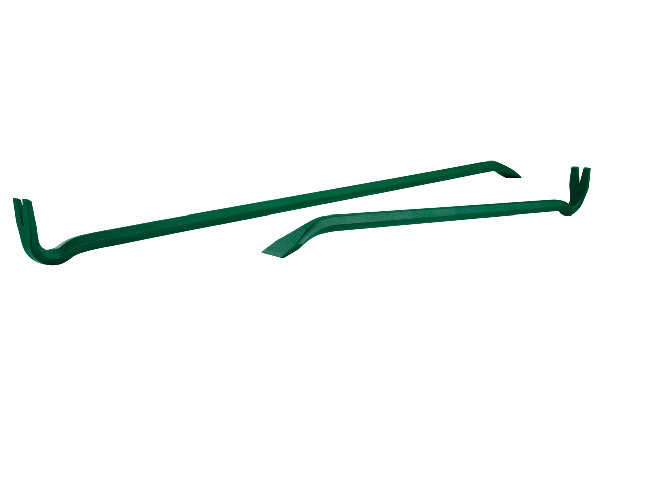 Parkside® Crow / Pry Bar Set, two green pry bars on a black background.