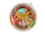 Chilled chicken bucket with honey-BBQ chicken crispies and wings, served with curry and sweet & sour dips.