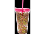 Glitter tumbler with straw.