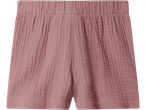 Pantaloni scurți LUPILU roz din muselină cu talie elastică.