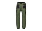 Back view of green and black work pants with multiple pockets