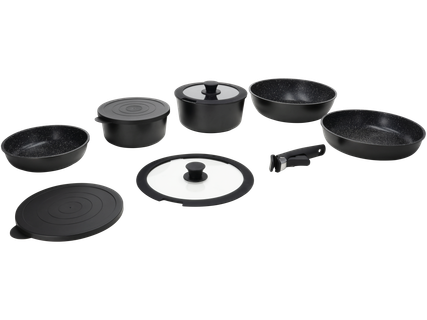 Aliuminio liejinio puodų ir keptuvių rinkinys