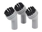 Three grey cleaning brush attachments with black bristles