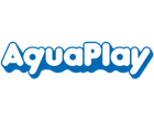 Blaues Logo mit dem Schriftzug „AquaPlay“ in Weiß und blauem Umriss.