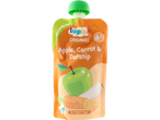 Lupilu organic apple, carrot, and parsnip baby food pouch.
