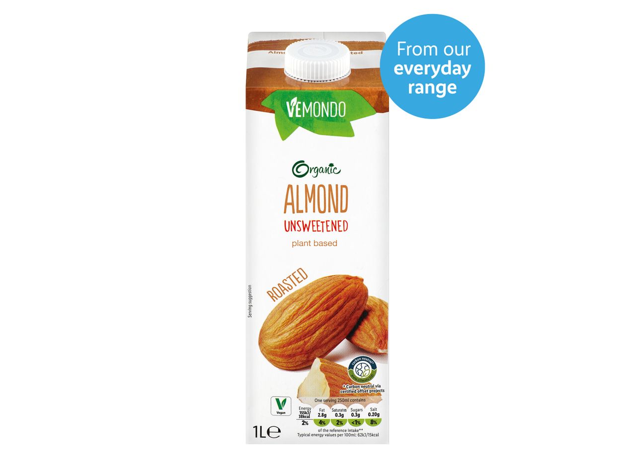 Go to full screen view: Vemondo Organic Almond Drink Unsweetened - Image 1