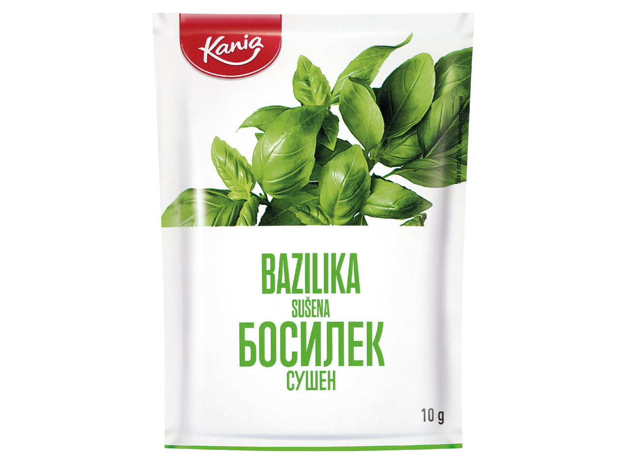 Опаковка сушен босилек с изображение на свежи листа босилек и тегло 10 г.