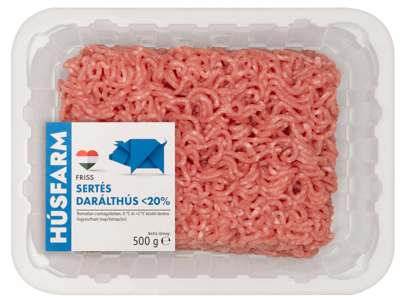 HÚSFARM friss sertés darálthús, 500g-os kiszerelésben.