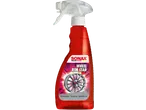 Red spray bottle of self-acting wheel and rim cleaner for steel and painted alloy rims.