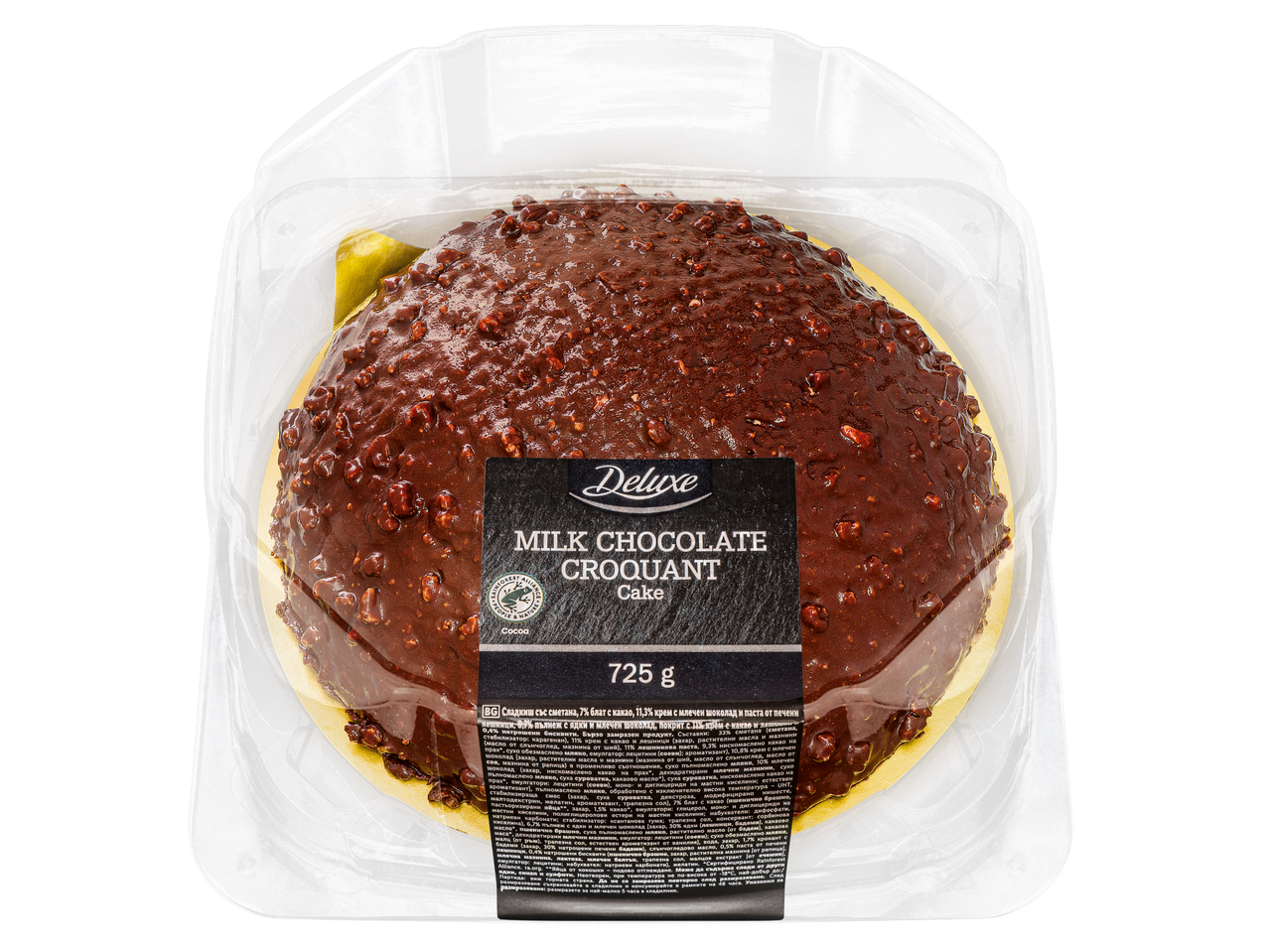 Торта Deluxe Milk Chocolate Croquant в прозрачна опаковка, 725 г