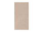 A beige bath towel with a textured surface, presented vertically.