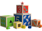 Wooden building blocks for kids featuring animals and numbers.