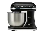 Black retro stand mixer with a stainless steel bowl and the year 1973 on the side