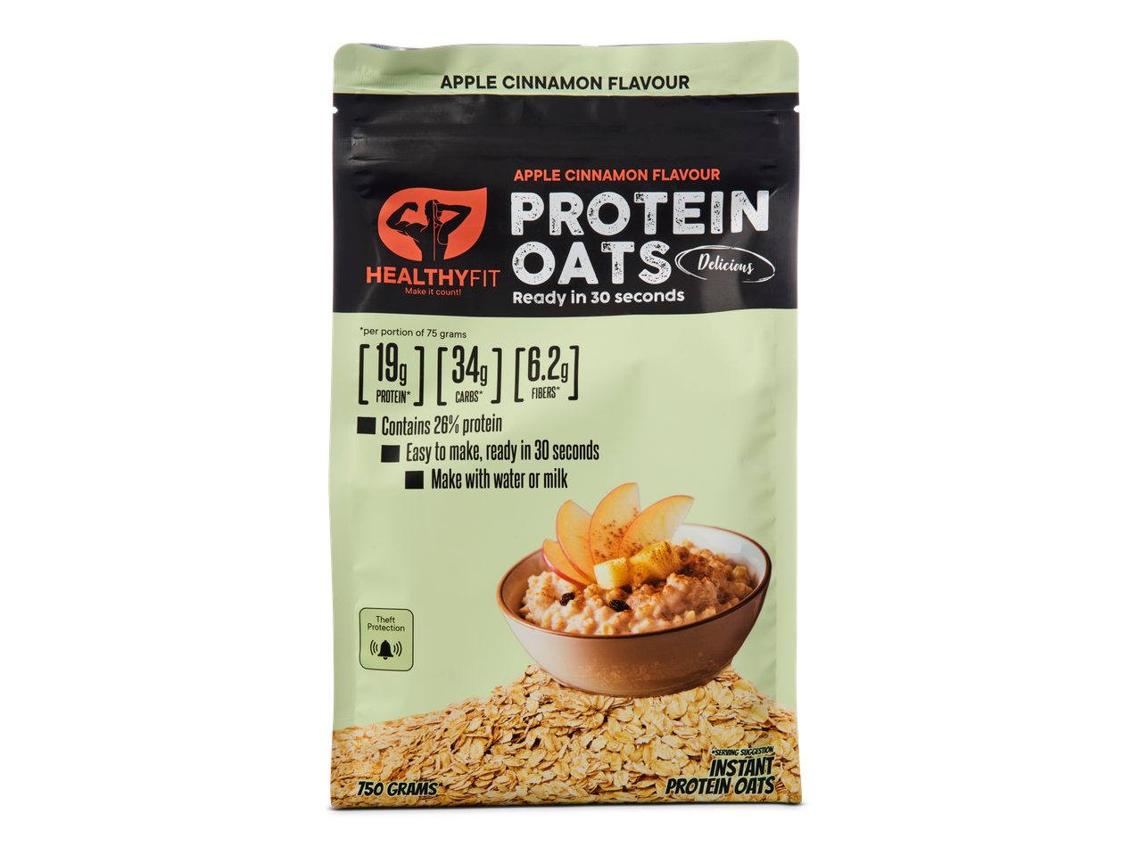 Healthy Fit Appel Kaneel Proteïne Havermout, 750 gram, klaar in 30 seconden.