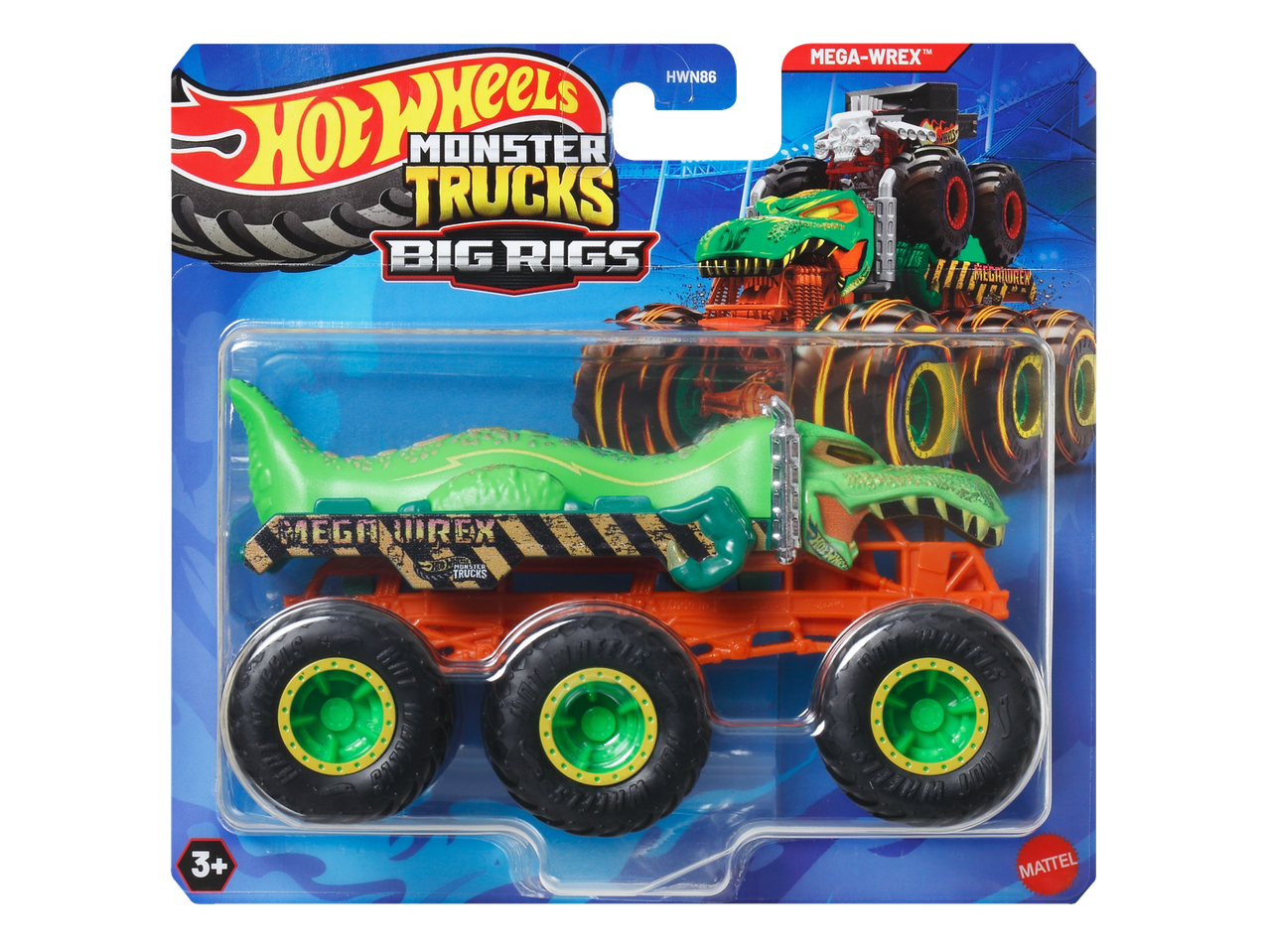 Hot Wheels Monster Trucks Big Rigs Mega-Wrex: monstruozinis sunkvežimis krokodilo tema.