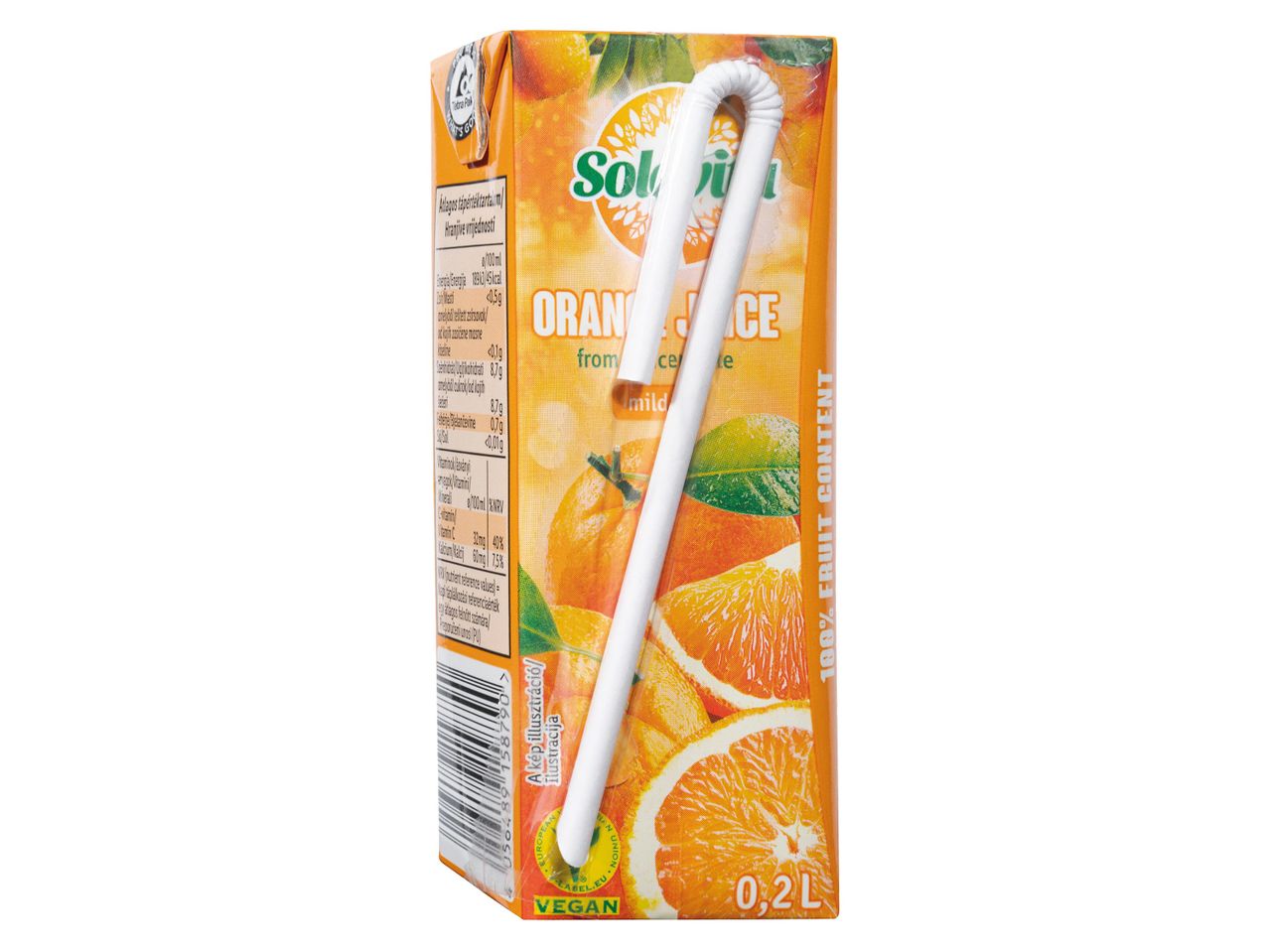Solo narancslé, 0,2 l, szalmával.