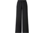 Black wide-leg trousers with an elasticated drawstring waist.