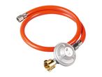 Orange gas hose with a pressure regulator for propane/butane, produced in 2025.