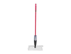 A red Vileda EasyWring Spin Mop with a white microfiber cleaning pad.