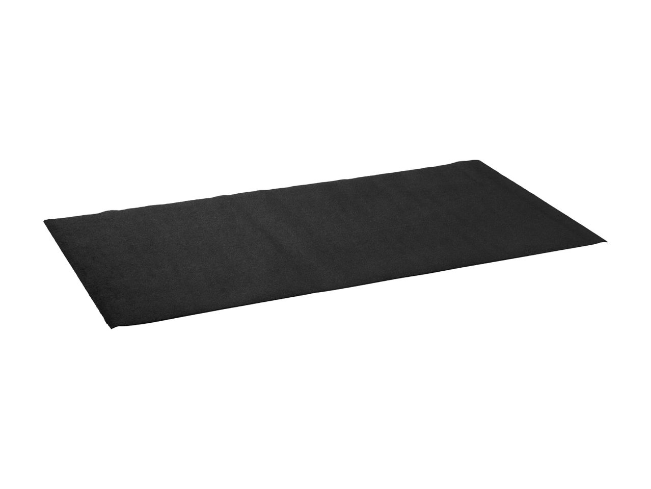 Black rectangular mat or rug on a white background