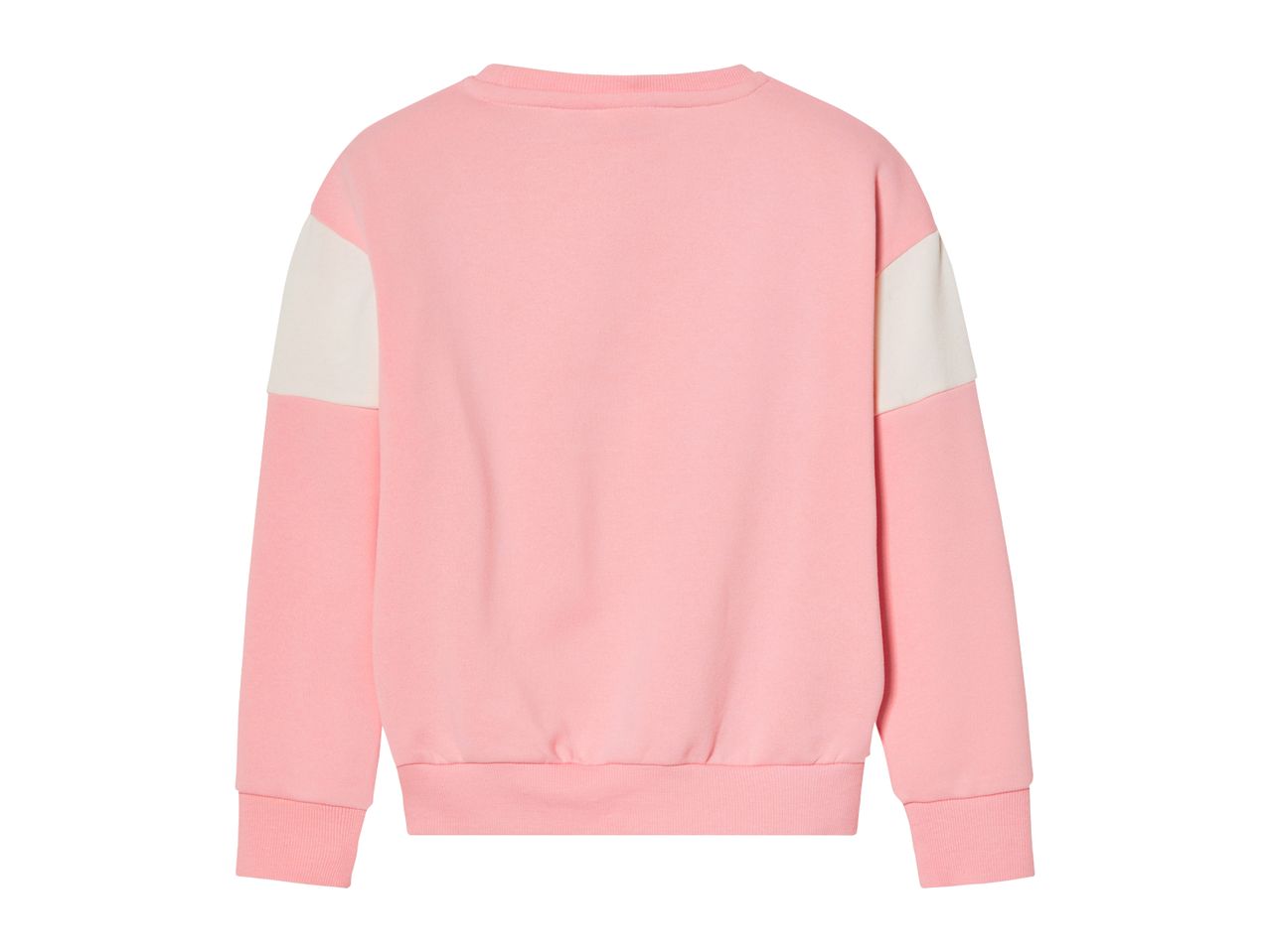 Pink and white color block sweatshirt with ribbed cuffs and hem