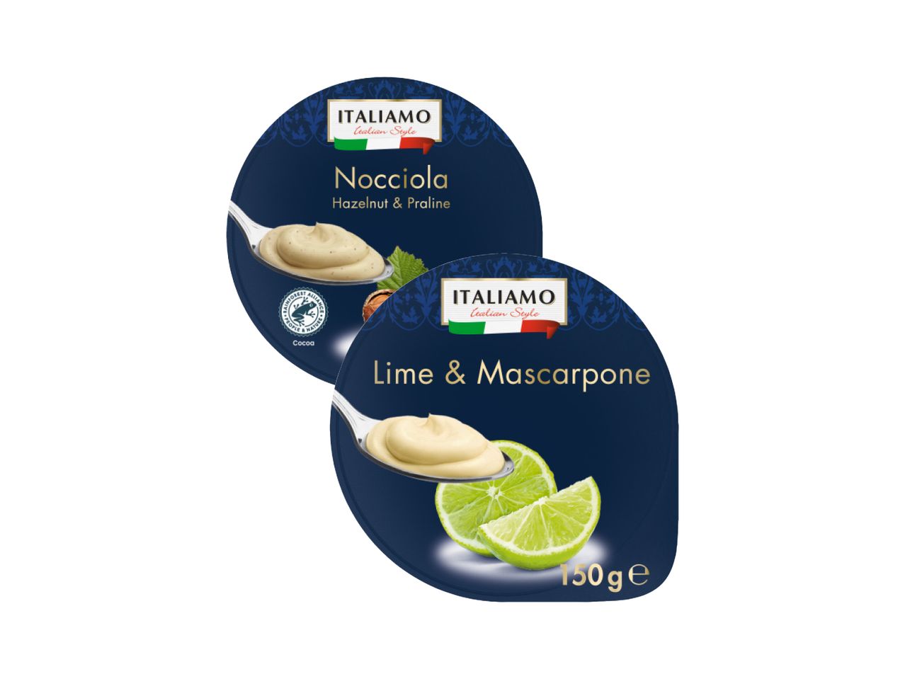 Dva pakovanja Italiamo deserta, Nocciola i Lime & Mascarpone.