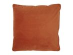 A plain orange velvet cushion with piped edges.