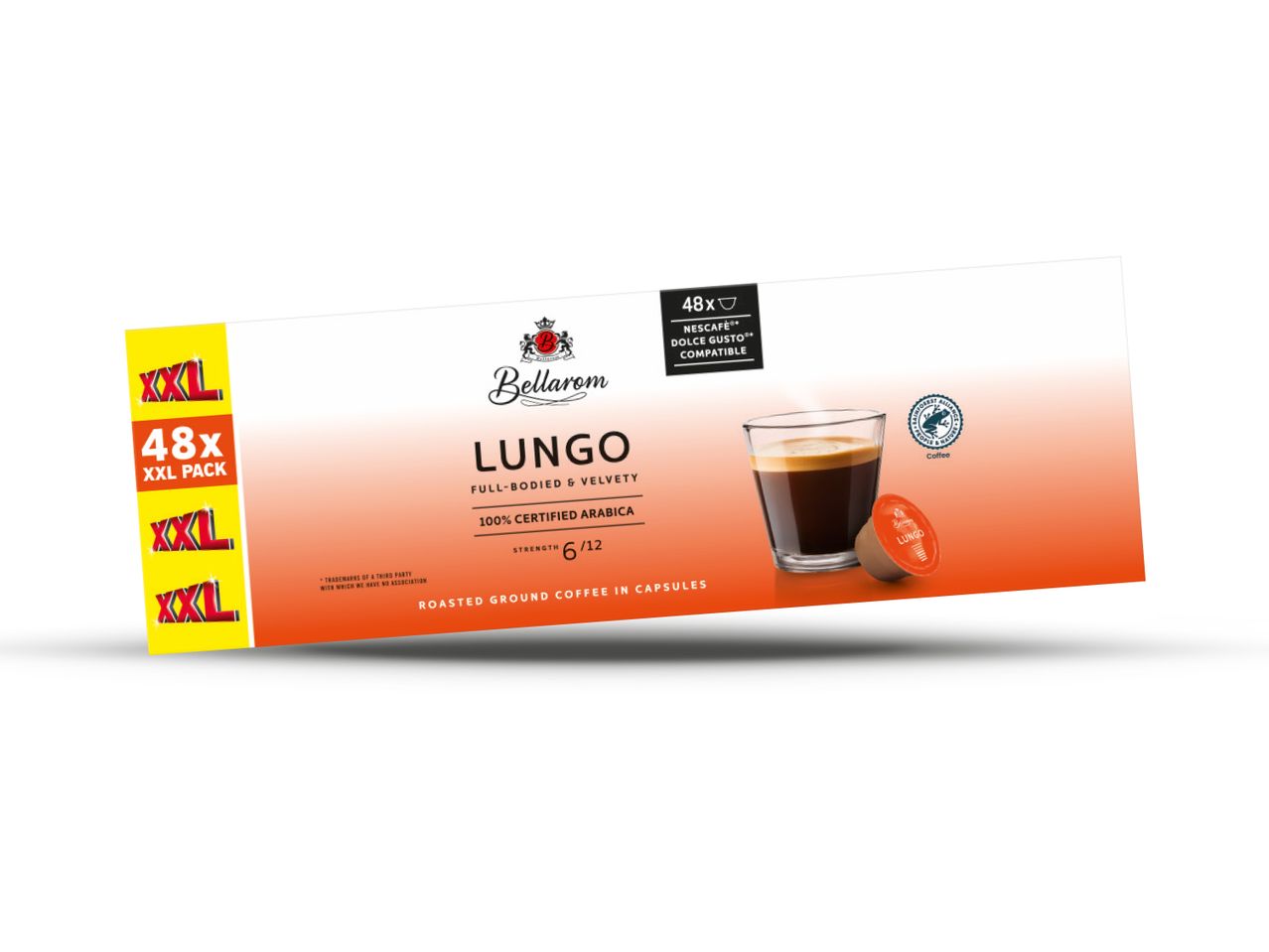 Pakiranje od 48 Bellarom Lungo kapsula kompatibilnih s Nescafe Dolce Gusto aparatima.