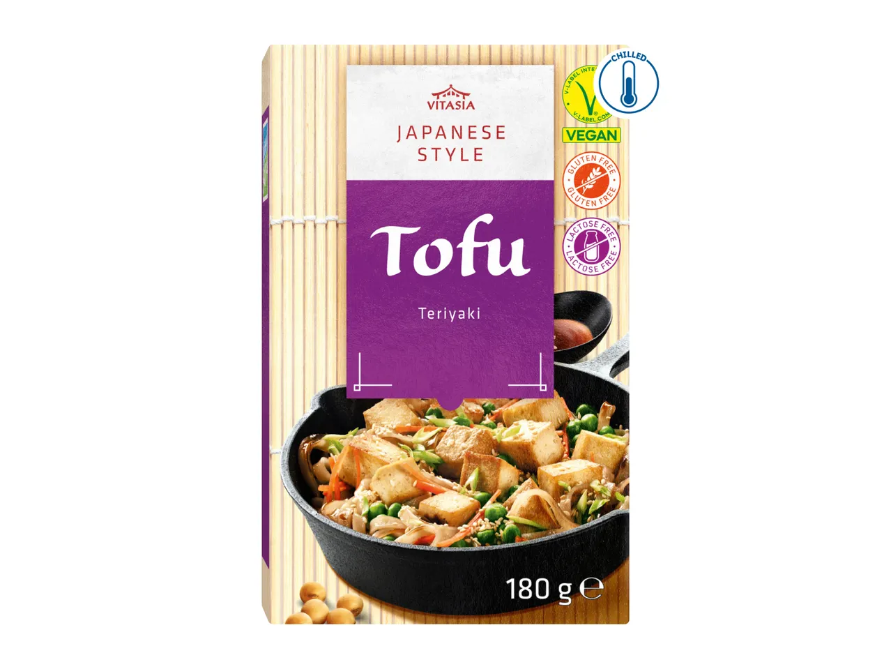 Vitasia Japanese Style Teriyaki Tofu, 180g, vegan, gluten-free, lactose-free, chilled.