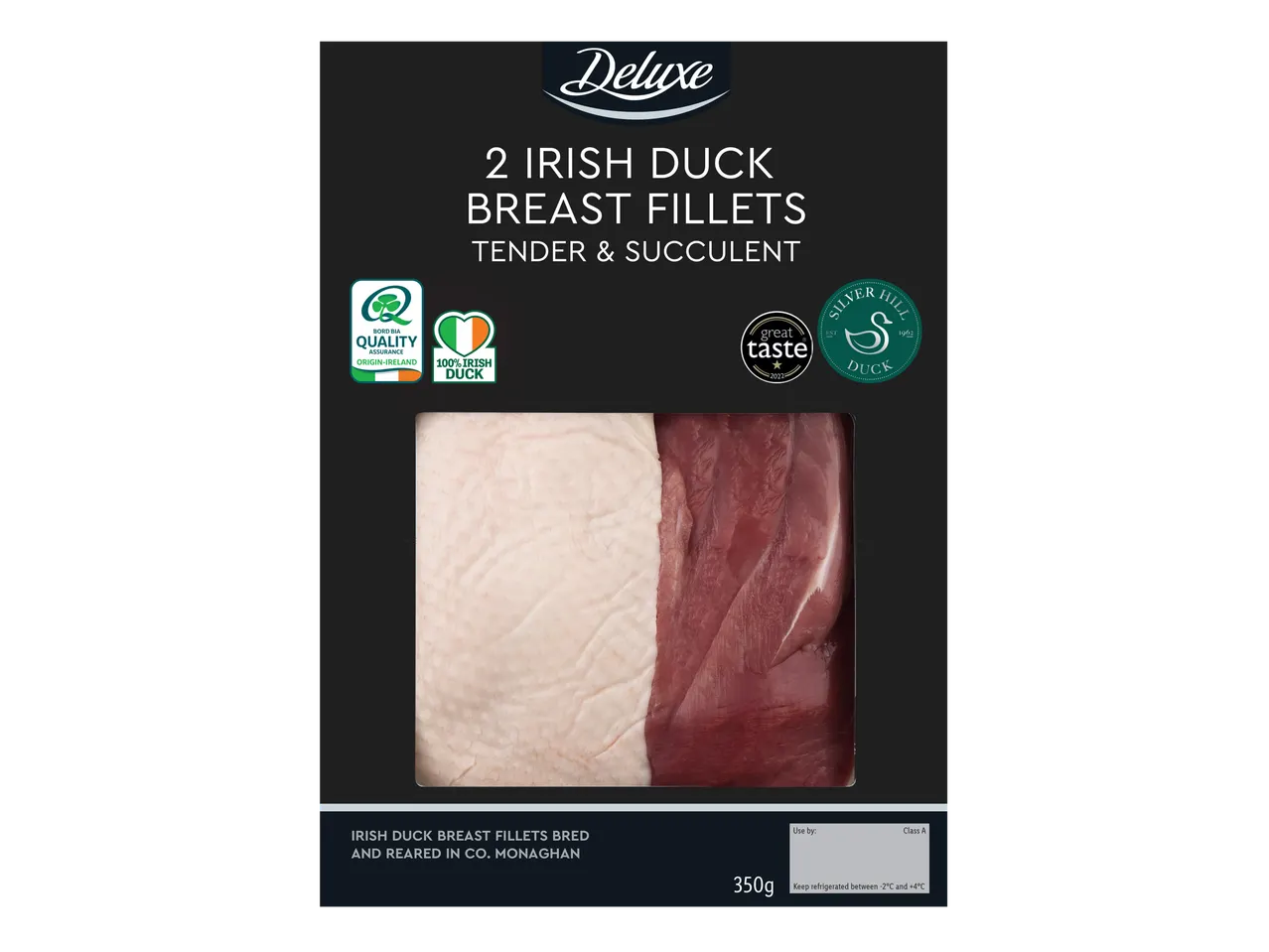 Deluxe 2 Irish Duck Breast Fillets, tender and succulent, 350g.
