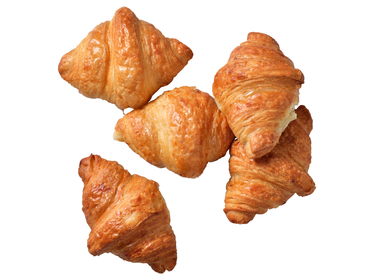 Viis kuldset krõbedat sarvesaia mustal taustal