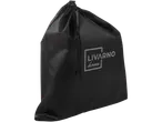 A black Livarno Home drawstring bag sits on a black background.