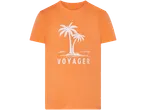 Narančasta majica s palmama i tekstom 'Voyager'.