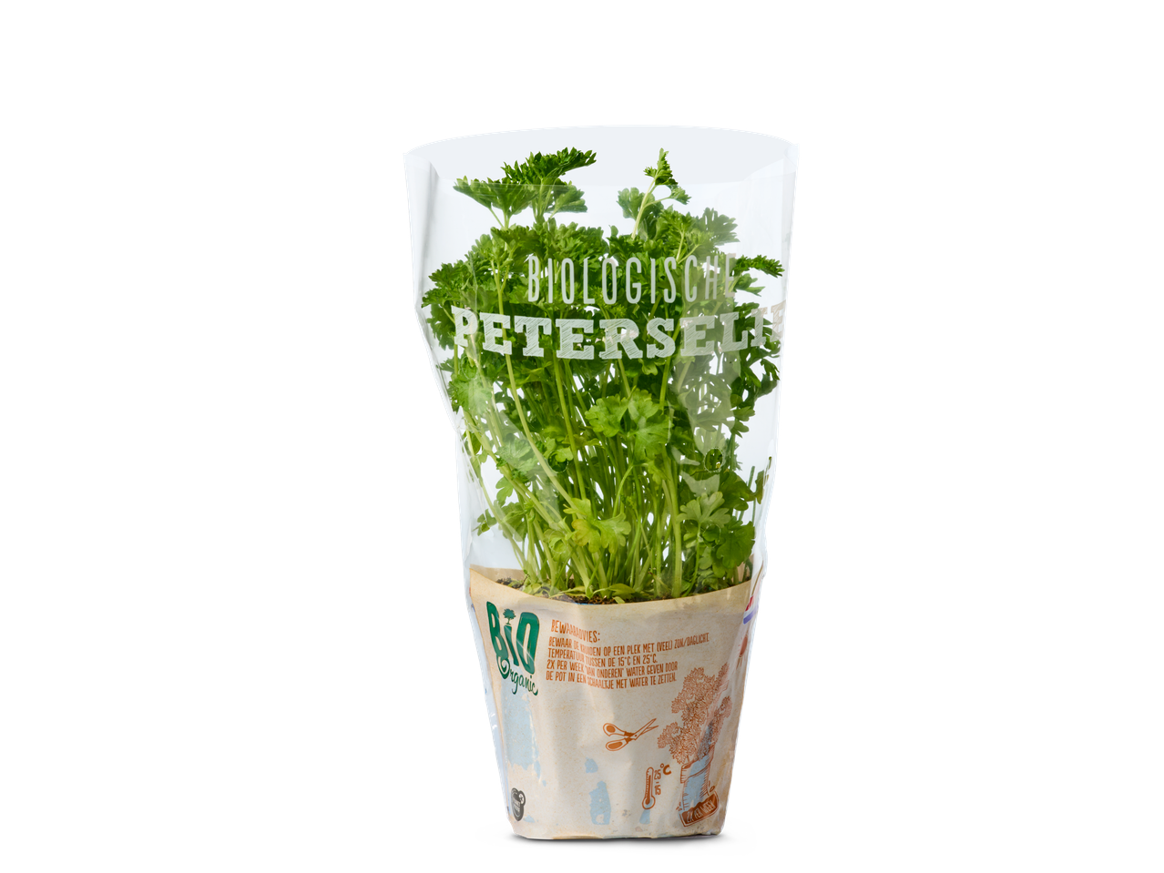 Biologische peterselie in verpakking.