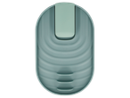 Light green silicone kitchen utensil holder with a ribbed interior
