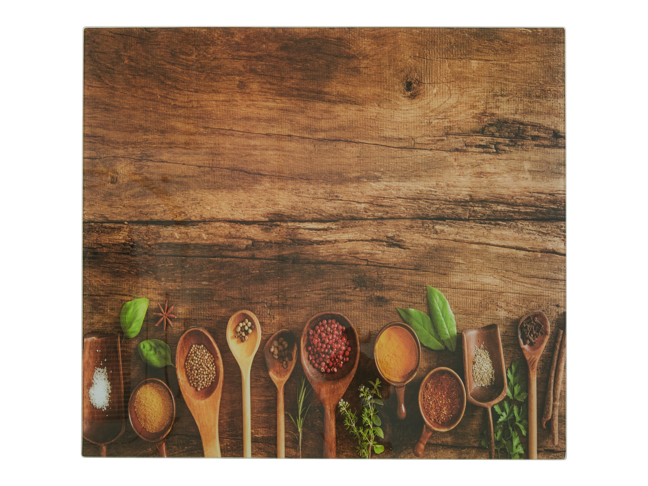 Lesena deska z začimbami in zelišči.
