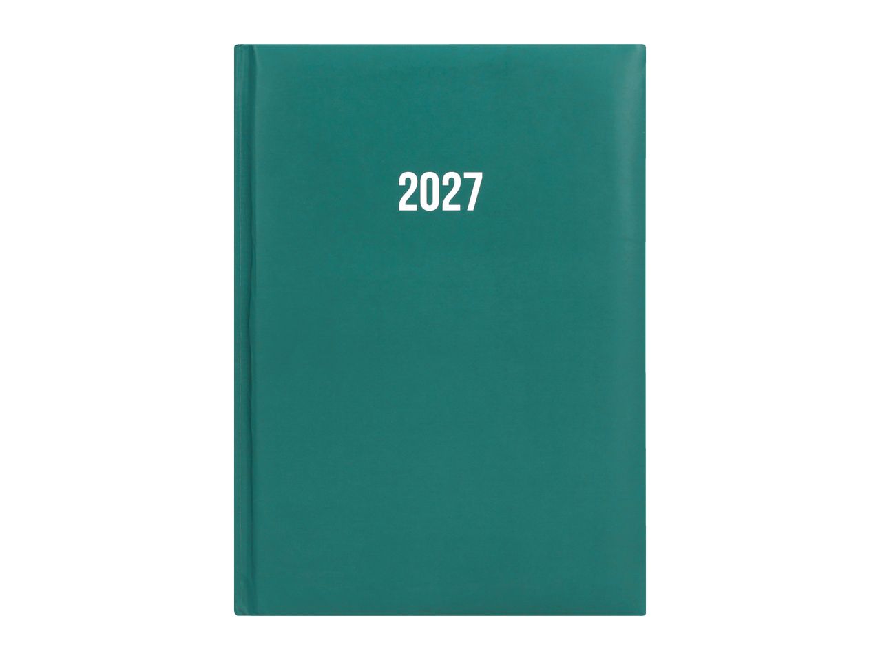 A teal 2027 diary or planner with the year printed in white on the cover.
