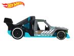 Hot Wheels toy car, modified pickup truck, teal and gray.