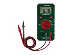 A digital multimeter with red and black test leads connected, displaying '00.0'.