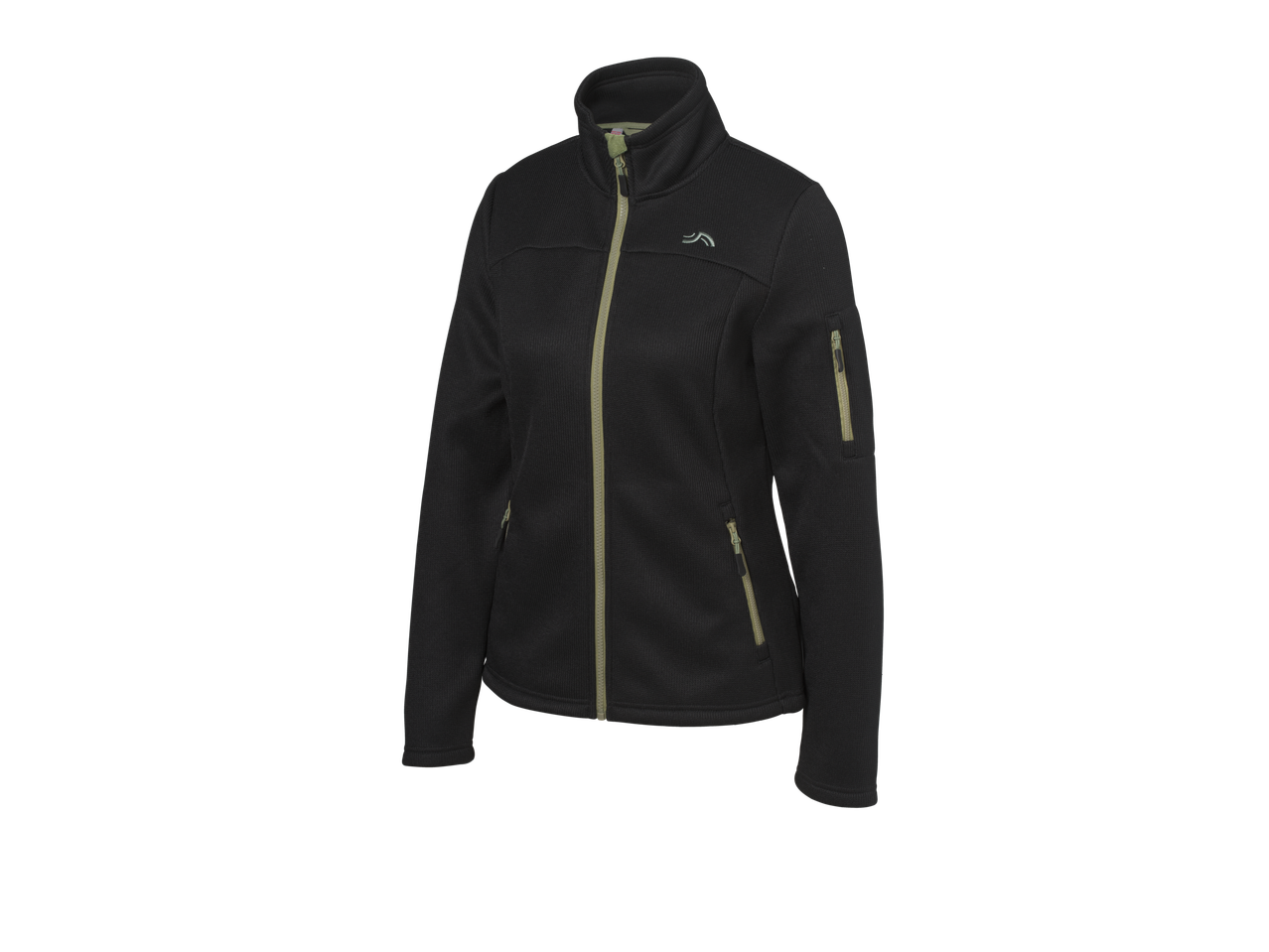 Juodas CRIVIT® flisinis švarkas su chaki spalvos užtrauktukais