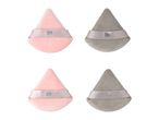 Four Cien Beauty makeup puffs, two pink and two gray, with a ribbon handle.